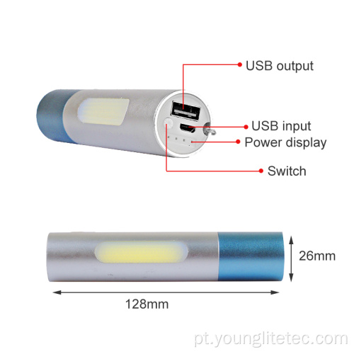 Alumínio recarregável zoomable luz dupla lanterna tocha